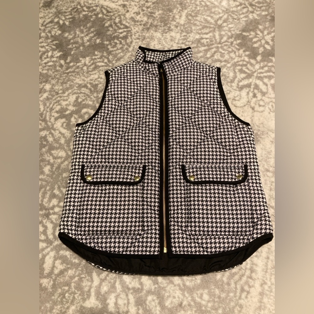 J. Crew Monochrome Houndstooth Puffer Vest